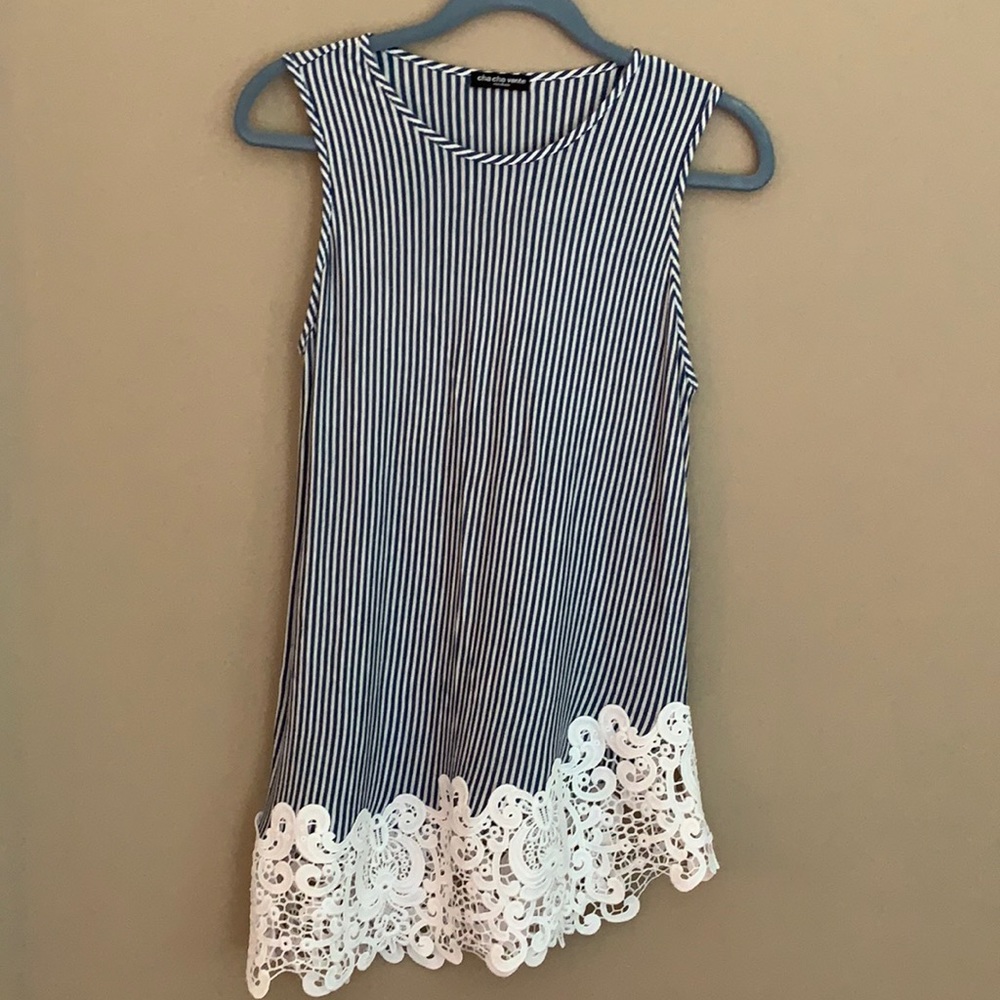 Strip navy white, embroidered base - wore both when and when not pregnant! COMFY